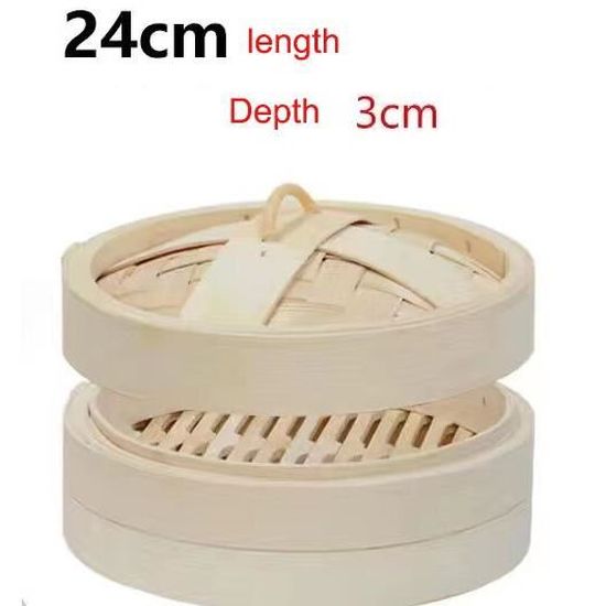 Relaxdays Panier Vapeur Bambou 3 Niveaux 24 Cm – Cuiseur Riz Traditionnel, Légumes, Poisson, Dim Sum