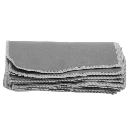 10 Lingettes Microfibre Pour Lunettes - Lavables, 15x18 Cm, 5 Noires + 5 Gris Clair - Nettoyage Verres, écrans, Objectifs
