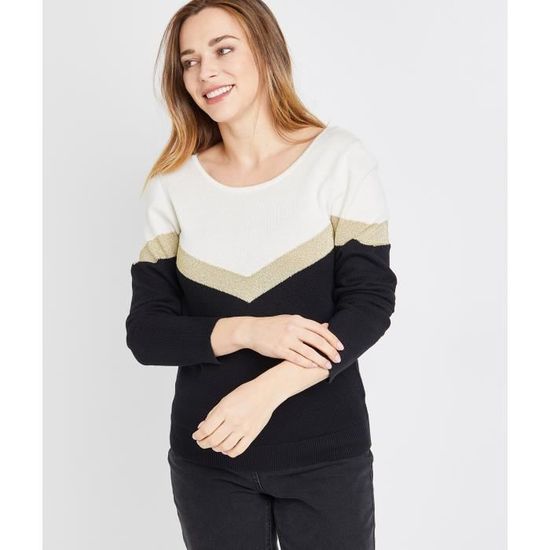 Pull color block femme on sale