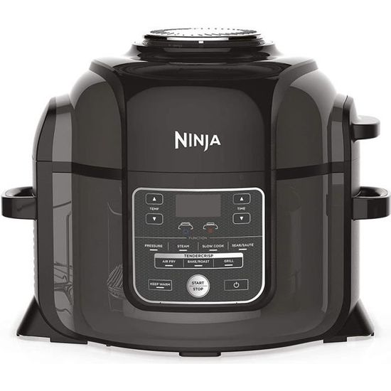 Ninja Foodi [OP300EU] Multicuiseur 7-en-1, Technologie TenderCrisp, 6 L, 1460W, Noir et Gris (touches et commandes en anglais)