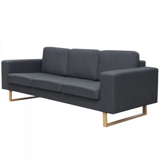 Canapé avec 3 places Tissu Gris foncéCanapé d'angle 200 x 82 x 76 cm Contemporain Sofa salon Confortable Canapé de relaxation