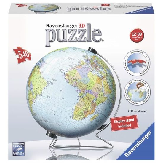 Puzzle 3D Ravensburger Globe terrestre 540 pièces Pour adultes et