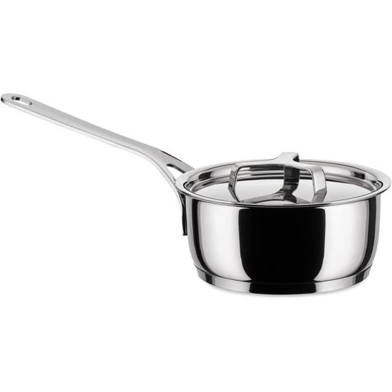 Ajm10516 Pots&Pans Casserole À Long Manche En Acier Inoxydable 1810 Brillant, Ø 16 Cm[J1768