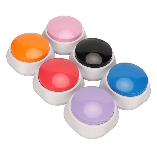 6 Buzzer Enregistrables Pour Dressage D'Animaux - 30 Secondes D'Enregistrement - 6 Couleurs - Pour Chiens, Chats