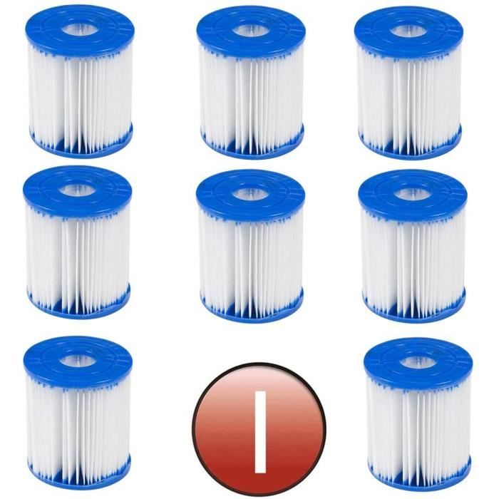 Lot De 12 Cartouches Filtrantes Type I Pour Piscine - Dimensions : Diam. Int. 2,8 Cm, Diam. Ext. 7,9 Cm, Hauteur 8,9 Cm