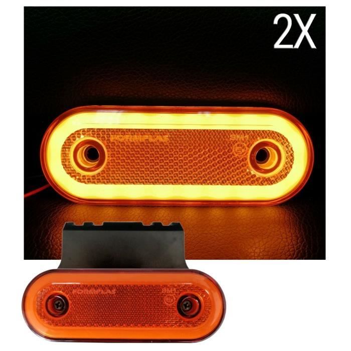 2X Feux De Gabarit Latéraux Orange Néon LED 12-24V avec Supports en Plastique