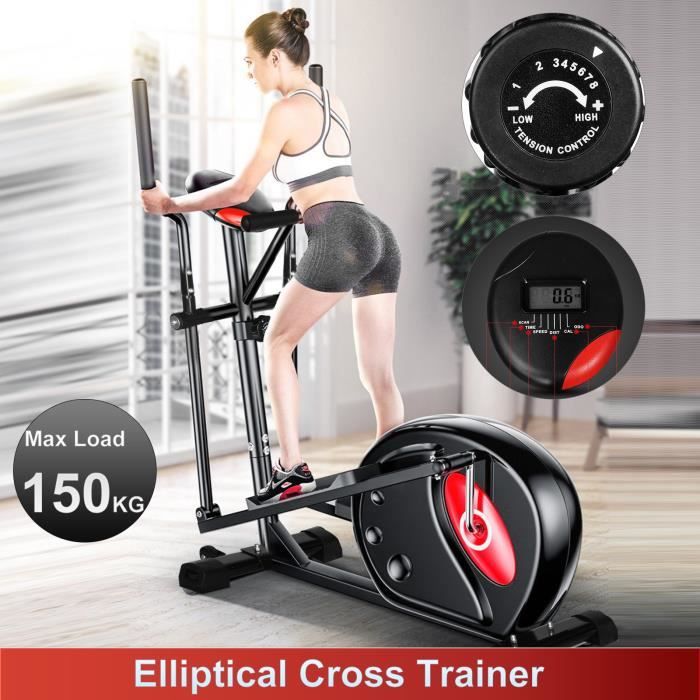 Vélo Élliptique Magnétique - Machine Élliptique - 8 Niveaux de Résistance - Affichage Numérique LED - MAX 150KG - Silencieux