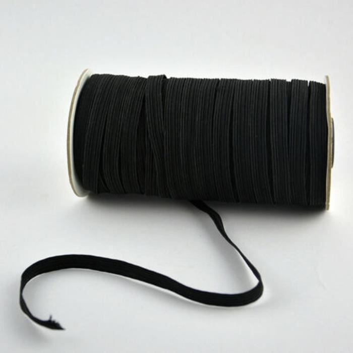 3MM Cordon Élastique Bobine 200Yard Plat Bande Tissu Rubans Extensible Noir Blanc Noir pour Couture Loisir Créatif Vêtements