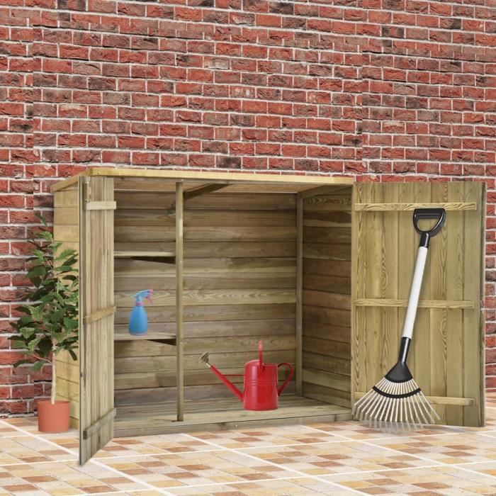 Cabane de Jardin Abri de Jardin à Outil Cabane à Outil pour Poubelle,Outils,Vélo - 135x60x123 cm Pinède imprégnée♫3270