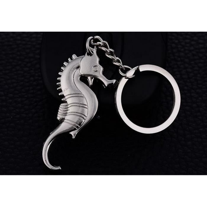 Bijou de Sac, Porte-clés Hippocampe en Acier chromé.