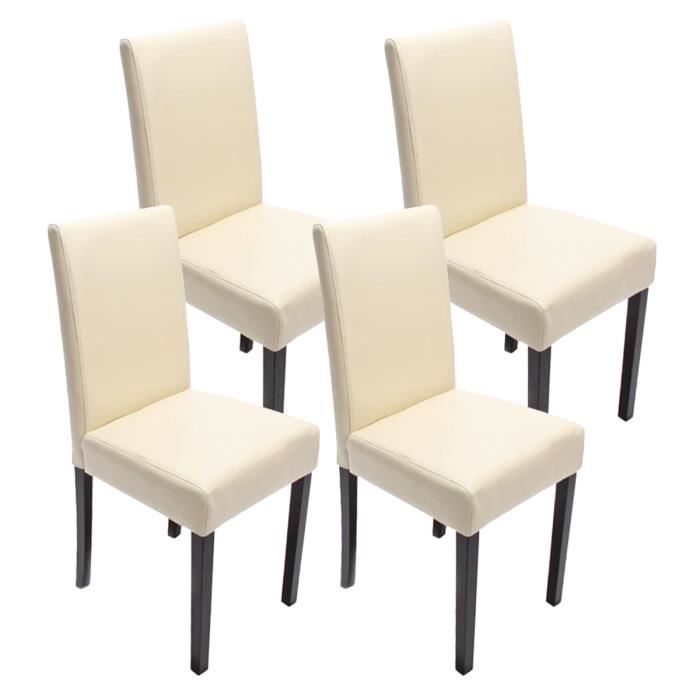 Lot de 4 chaises de séjour Littau, PU, crème, pieds foncés