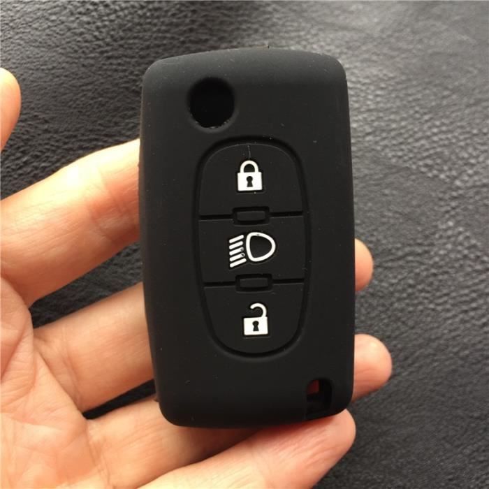 ZAD support de voiture en silicone à 3 boutons, etui clés ensembles, pour citroën Picasso C2, C4, C5, Black