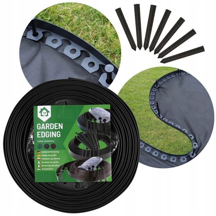 Bordure de jardin noire 20m + 60 ancres