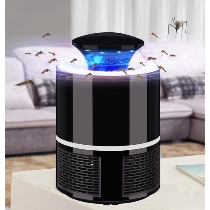 Lampe anti moustique insecte interieur exterieur USB UV LED Lampe anti Mouche tue mouche Piege a mouche electrique,cable 1M Noir