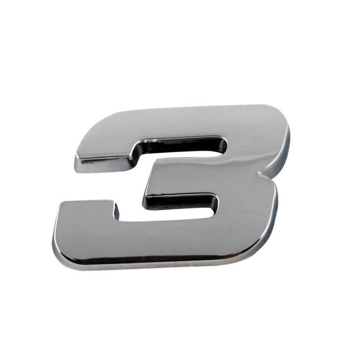 Adhesif / Sticker 3D Chrome - Numero 3- 23x27mm