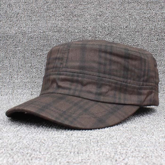 ALTOBEFUN chapeau militaire pour femmes, casquette Vintage classique, casquette militaire pour femme Marron Adjustable(56-59cm)
