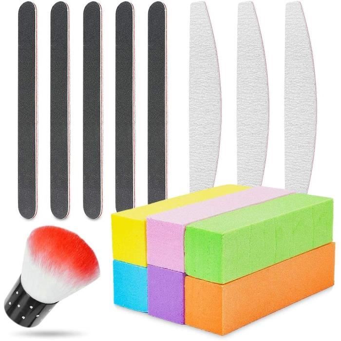 Bloc Polissoir à Ongles 15Pcs,Lime Semi Permanent,Lime à Ongles Professionnelle,Grain Lime à Ongles,Bloc de Polissage Ongle avec,14