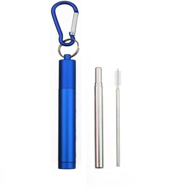 Accessoires bar,Paille réutilisable pliable d'acier inoxydable de paille réutilisable en métal télescopique avec - Type T-straw 3