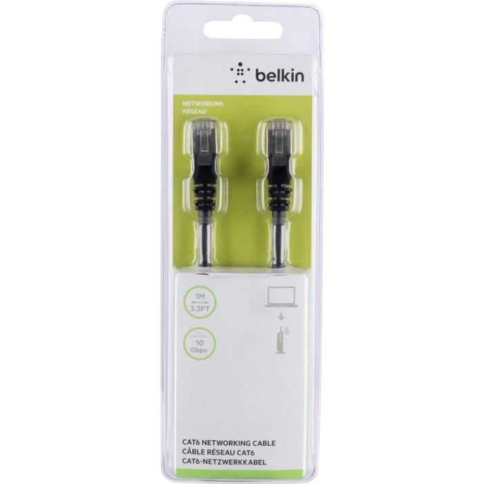 BELKIN Câble CAT6 STP RJ45M M 1M Patch Snagless CCA - Noir