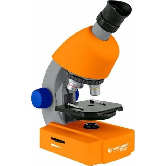 Bresser microscope junior 22 cm acier orange 5 pièces