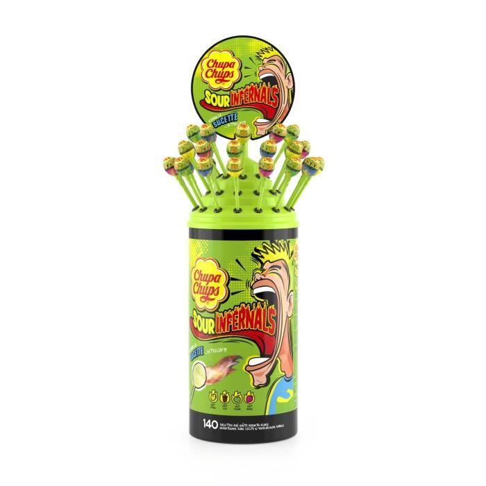CHUPA CHUPS Tubo de 140 sucettes Sour Infernal