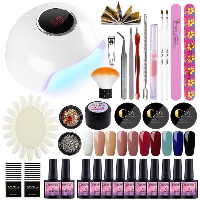 24W UV/LED Lampe 10pc Vernis Gel Semi Permanent Polish Gel Extension UV Gel Topcoat Basecoat Outils Accessoires Manucure Nail Art