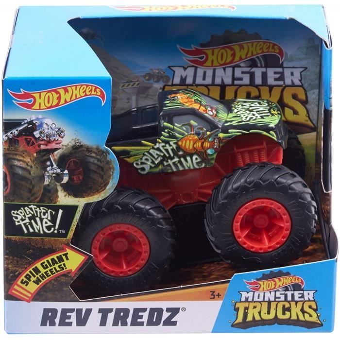 Hot wheels - monster jam geant : Rev Tredz Splatter Time 11 x 9 cm (lxh) - voiture noir et rouge