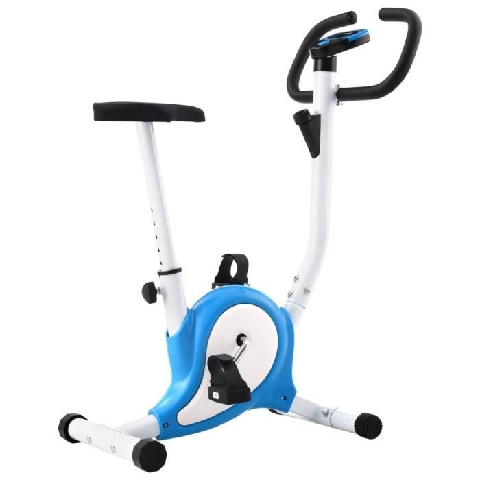 iKayaa Vélo d'appartement avec résistance à courroie Bleu