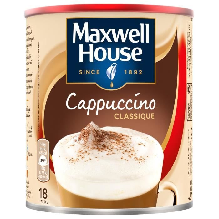 MAXWELL HOUSE Café soluble cappuccino classique - boite de 280 g