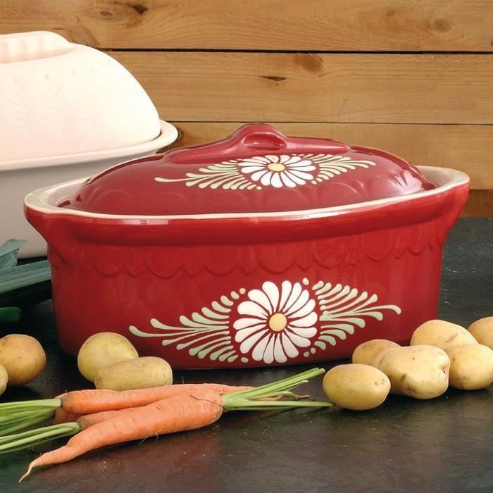Plat Baeckoffe - 29 cm - décor marguerite