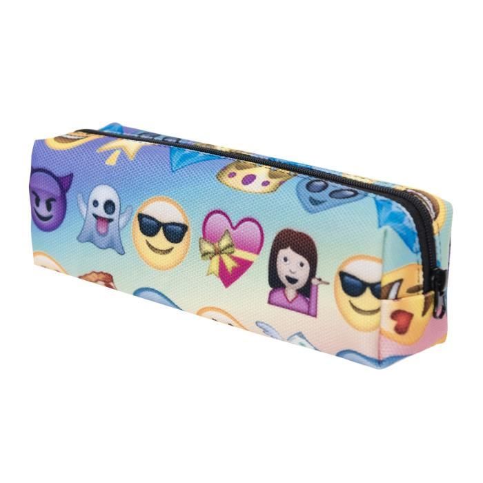 TRIXES Belle Trousse à Crayons Porte-Cosmétiques à Fermeture avec Emojis Multicolores