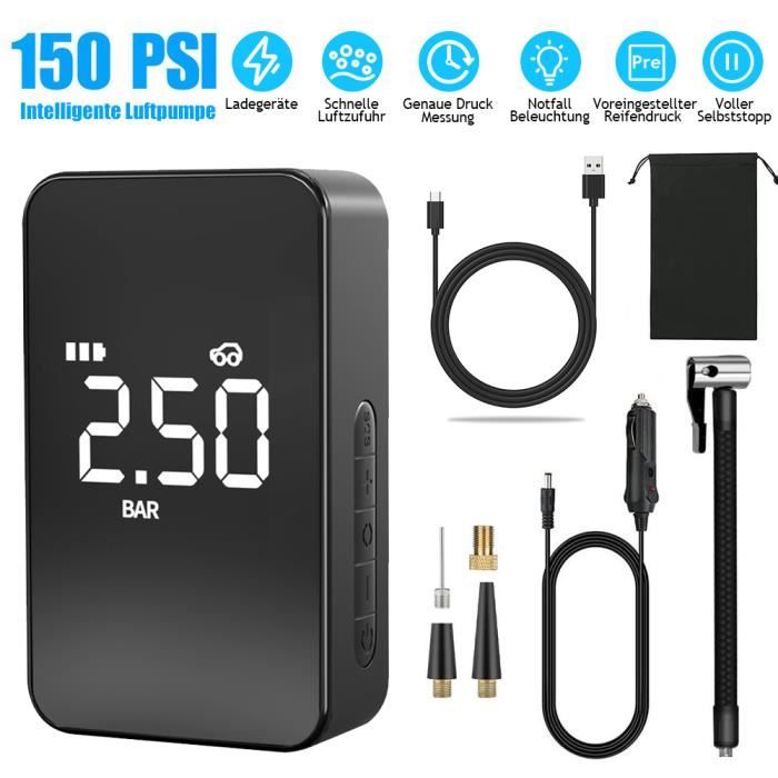 Compresseur d'air portable sans fil 65w 150 PSI Mini pompe à pneu de voiture avec rechargeable 6000mAh