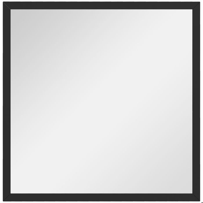 Miroir mural HOMCOM carré 50 x 50 cm cadre en bois noir idéal pour la salle de bain salon ou chambre