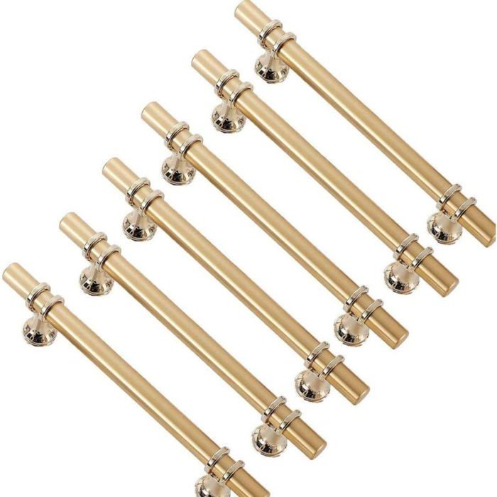 6pcs poignées de meuble dorées poignée dorée - poignée de porte de cuisine Poignee Tiroir Laiton poignées dorées meuble entraxe