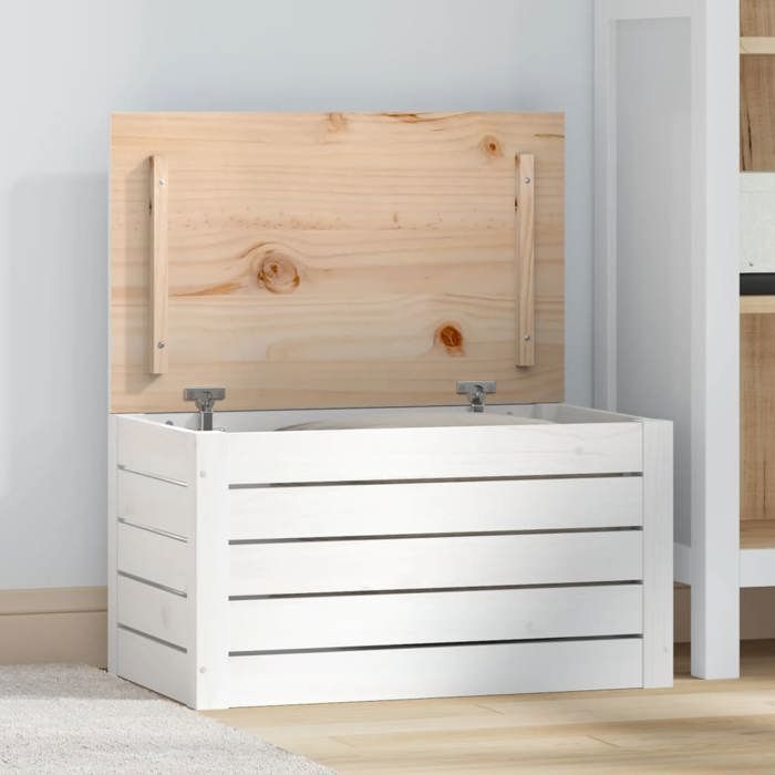 Boîte de rangement-Coffre de rangement Blanc 595x365x33 cm Bois massif de pin