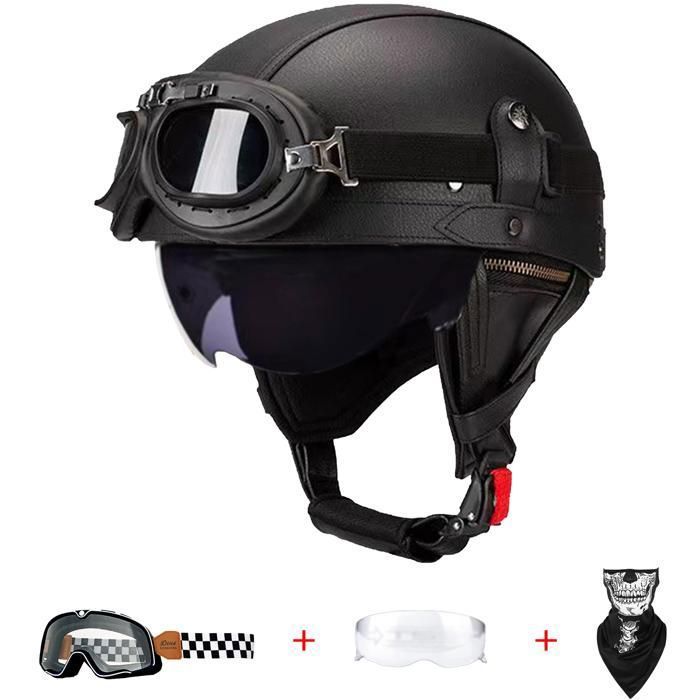 Demi-casque Jet Ouvert Pour Moto/scooter - Certifié DOT/ECE - Coque ABS, 470g - Visière Anti-rayures - Homme/Femme