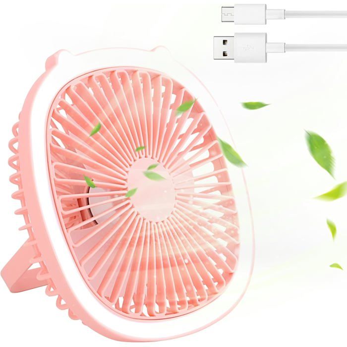 Ventilateur de Camping - CHOUMICHA - Portable Rechargeable - Lumière LED - 3 Vitesses - Support Suspendu