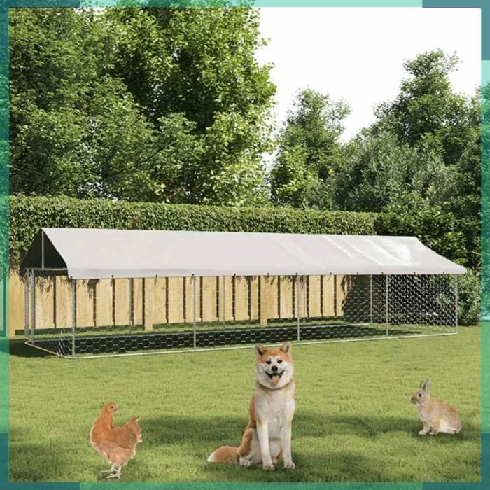 Meilleurs prix pour ASHATA Chenil extérieur avec toit 600x200x150 cm -FHE171500
