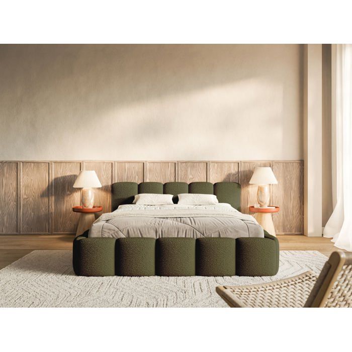 Lit rembourré– Cloudy Low – 180x200 cm – olive
