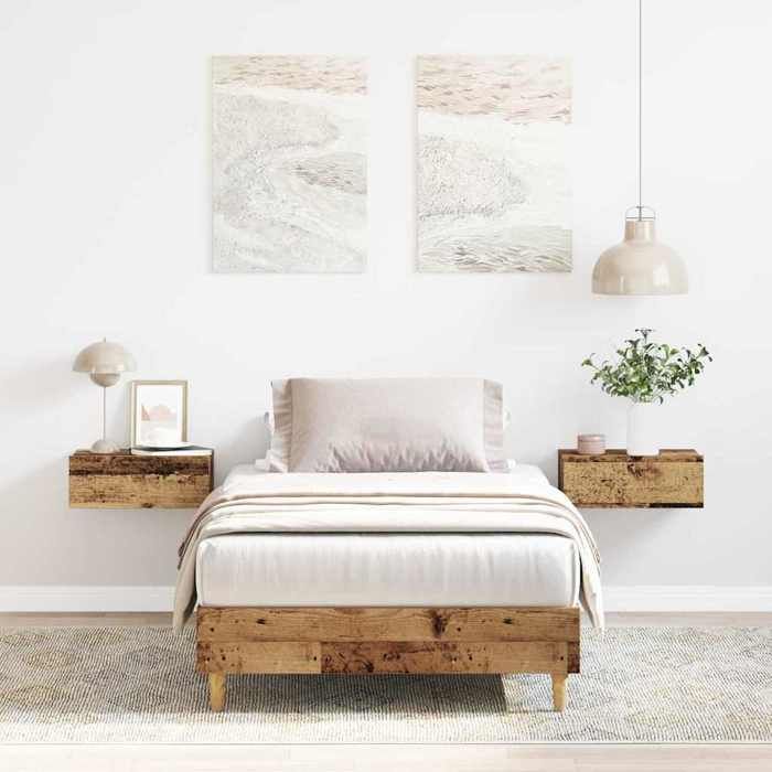Cadre de lit - 1PLACE - Structure de lit SIMPLE - sans matelas - vieux - bois 90x200 cm - bois ingénierie 7088722