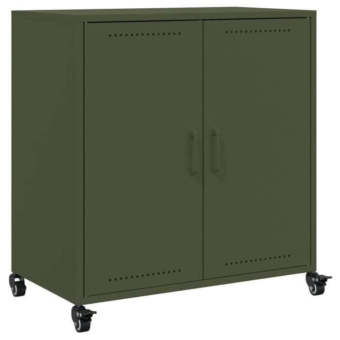 “Winter SaleTOP Armoire/Cabinet à tiroirs Vert - Buffet vert olive 68x39x72cm acier PRO27421