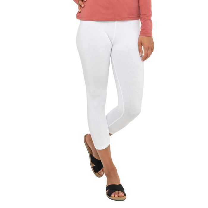 Leggings Capri 3/4 pour femme - Celodoro - Jersey stretch en coton - Blanc