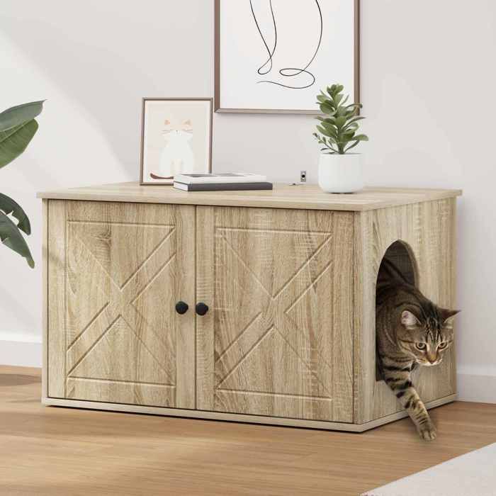 Marron Maison pour chats Meubles pour chats Sonoma 85x55x50 5 cm Bois dingénierie A2596