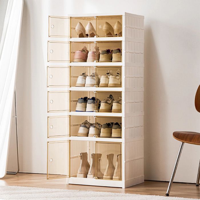 Étagère À Chaussures À Six Niveaux - YQINGMAOY - Écologique Et Non Toxique - Peu Encombrant - 44*34.5*117 cm - Blanc