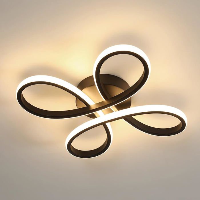 JTY Plafonnier LED Moderne Lampe de Plafond 28W 3150LM Luminaire Plafonnier Acrylique en Dia30cm Noir-lumière Blanc Chaud LUSTRE