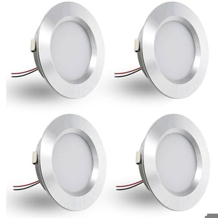 Lot de 4 spots encastrés LED 12V 3W spots encastrés LED plats pour trous de montage de 55-58mm et 14mm spots de plafond dimmables