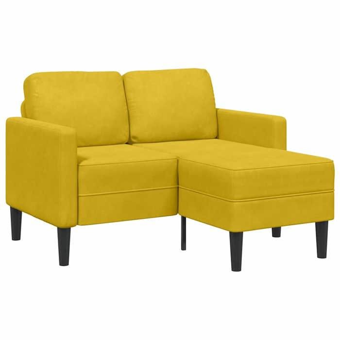 velours Canapé DOUBLE - Adultes/enfants - Magnifique - CANAPÉ FIXE 2 places - avec méridienne en L jaune 125 cm 611195