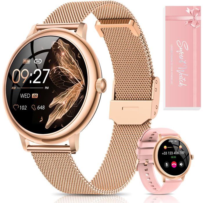 Montre Connectée Femme Petite Ronde Écran Tactile Amoled 119 Avec Appel Fonction Féminine Sommeil Android Ios Cadeau - vue 2