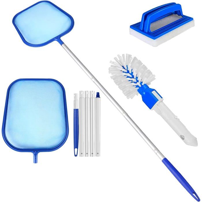 Kit de nettoyage de piscine 3 pièces : épuisette brosse et brosse de nettoyage