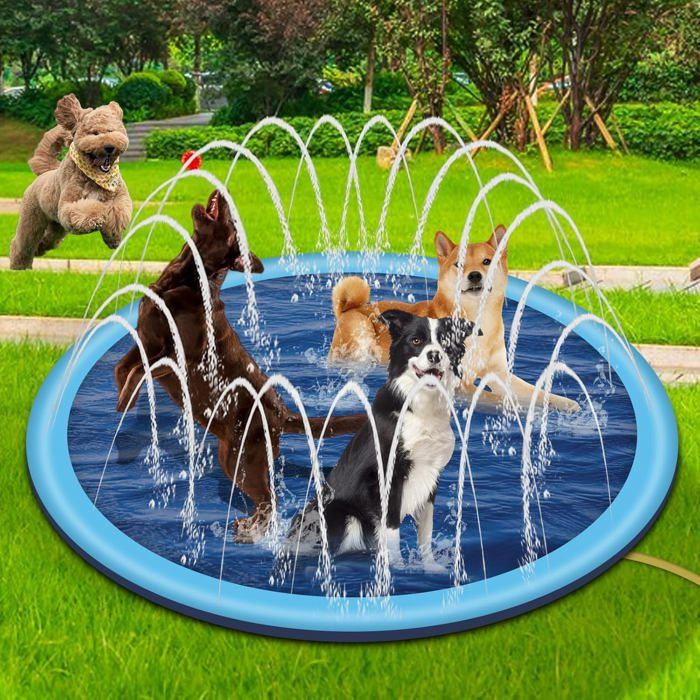 Piscine Pour Chien Avec ArroseurPiscine Pour Grands Chiens 170CmTapis DArrosage Pour ChienPataugeoire Pour ChienTapis D[IN91]